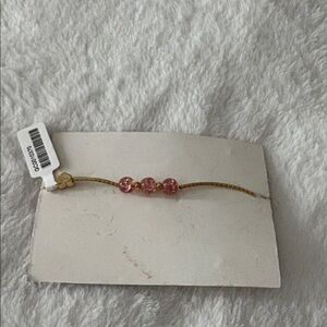 Gold Bracelet with Pink Beads